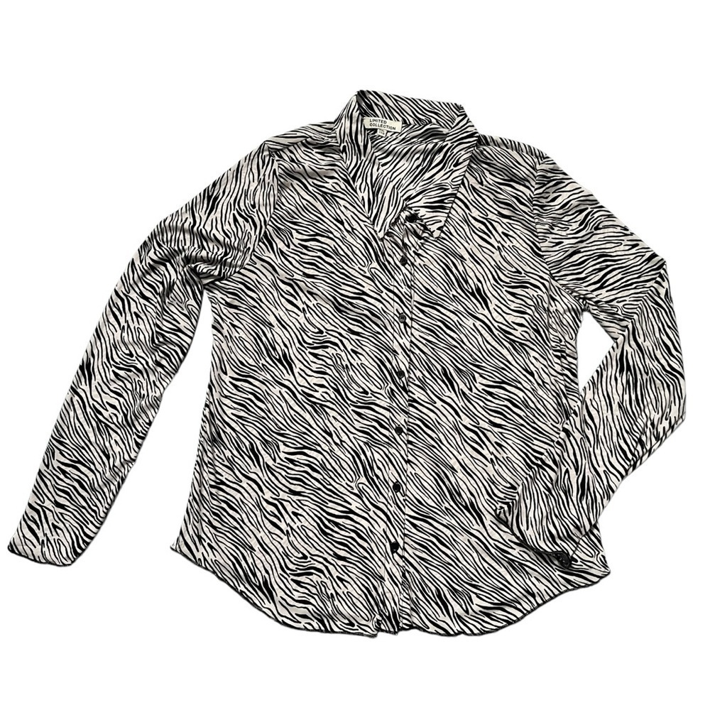 Vintage 90’s Y2K plus size zebra print semi sheer long sleeve blouse